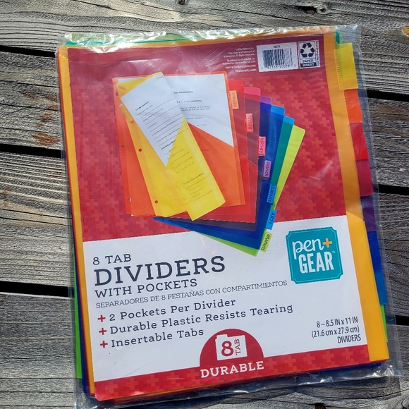 Pen+Gear 8 Tab Dividers w/Pockets - Picture 4 of 7